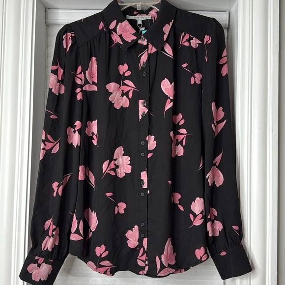 NEW Daniel Rainn Floral Sheer Button Down Blouse - Picture 3 of 7